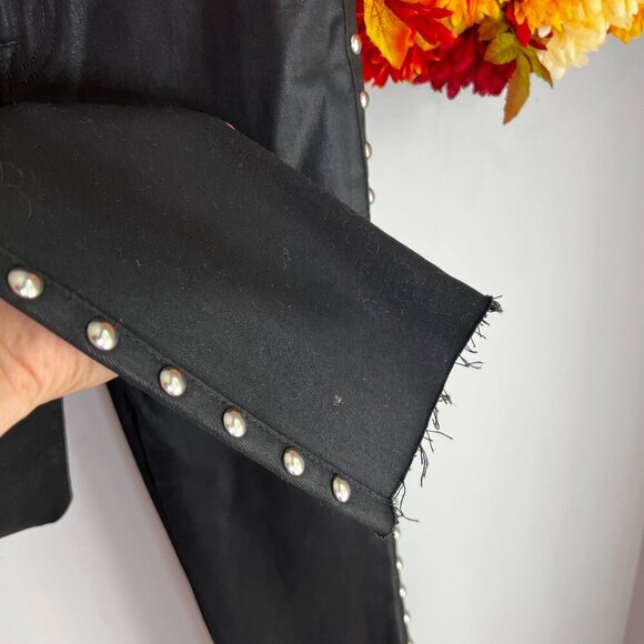 7 for All Mankind Womens Studded Shiny Coated Skinny Ankle Jean Sz 27 Black Fray - Picture 5 of 12